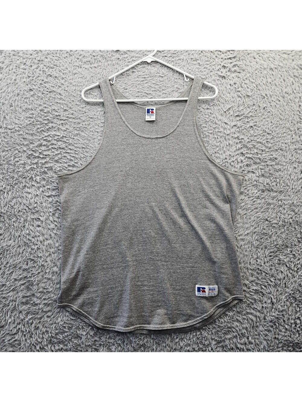 Russell Athletic High Cotton Tank Top XL Curve Hem Vintage 90's Made in USA
